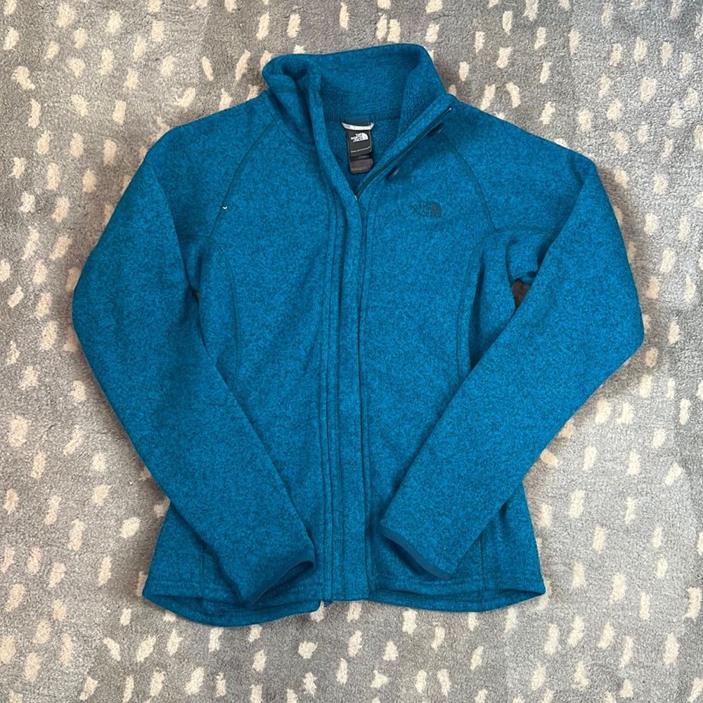 Blue Green The North Face  zip up in women’s size Medium, EUC